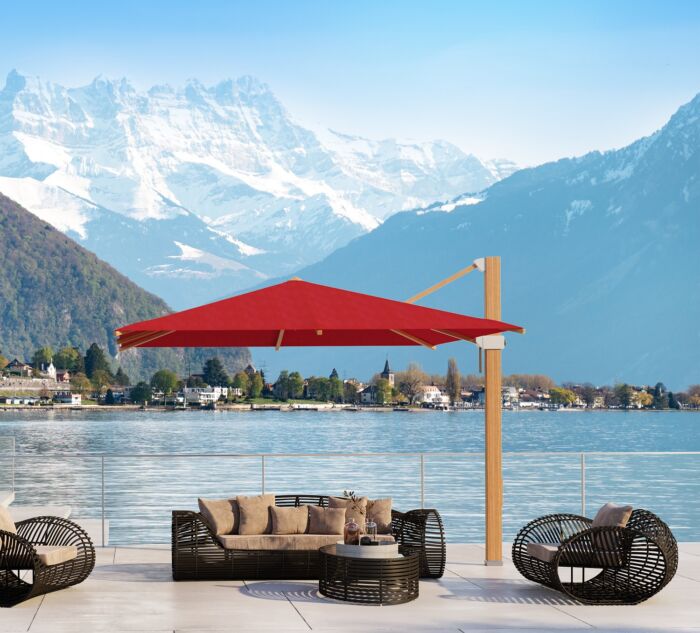 Glatz AURA zweefparasol vierkant 350x350 cm klasse 5 - Afbeelding 4