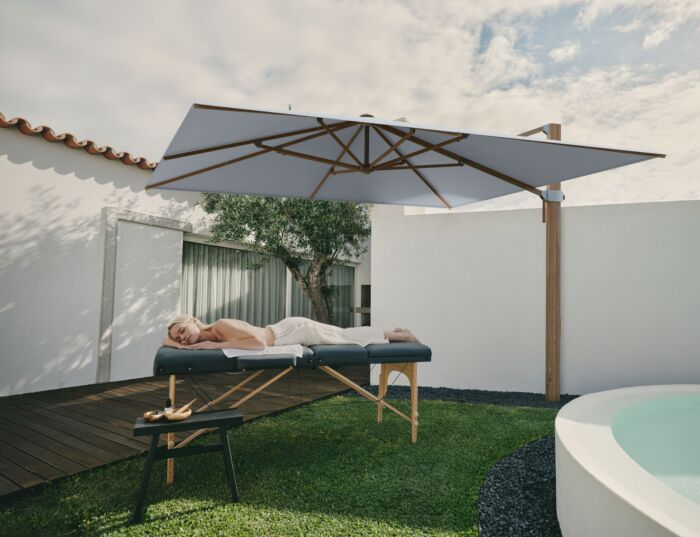 Glatz AURA zweefparasol vierkant 400x400 cm klasse 5 - Afbeelding 4