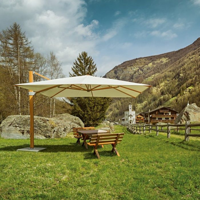 Glatz AURA zweefparasol vierkant 400x400 cm klasse 5 - Afbeelding 3