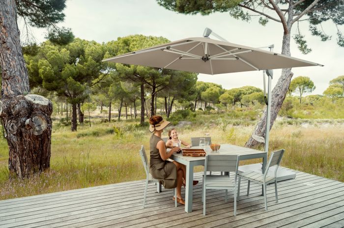 Glatz SOMBRANO S+ zweefparasol geanodiseerd frame vierkant 350x350 cm klasse 4-5 - Afbeelding 2