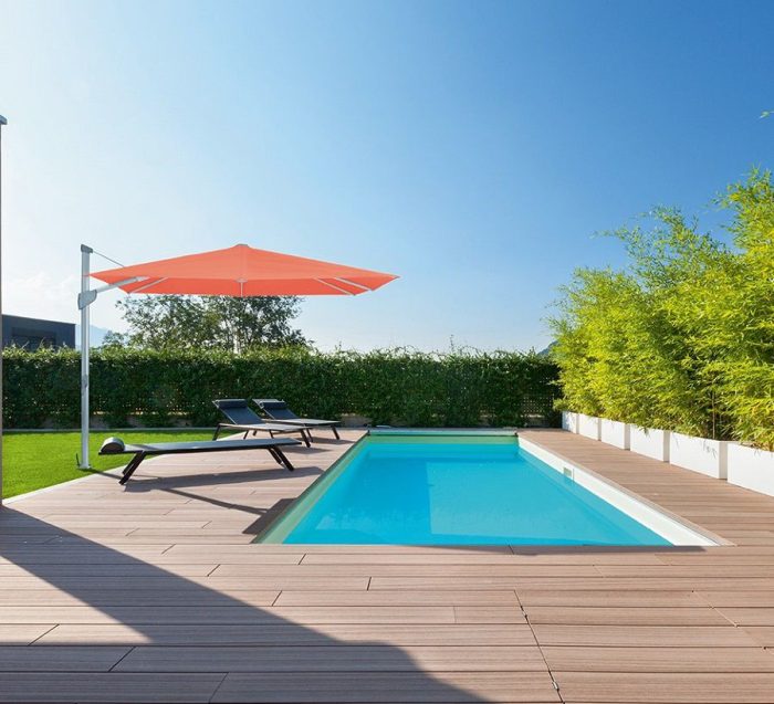Glatz FORTANO zweefparasol INCL. standvoet M4 geanodiseerd frame 400x300 cm
