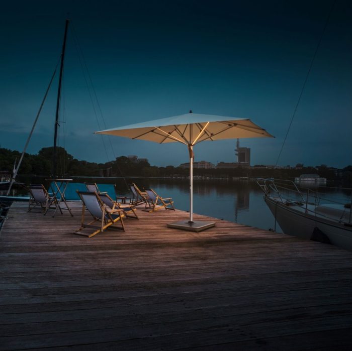 Glatz FORTELLO LED EASY parasol vierkant 400x400 cm Eggshell