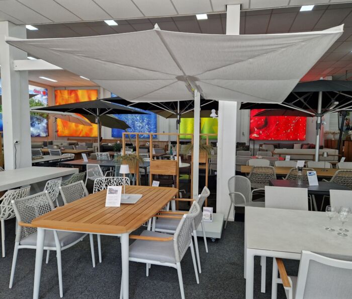 Umbrosa Nano UX Architecture parasol 250x250cm doek Colorum Marble inclusief mobiele tegelvoet - Afbeelding 2