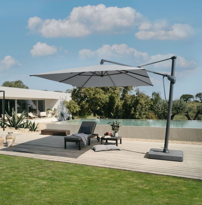 Glatz SOMBRANO S+ zweefparasol antraciet frame vierkant 300x300 cm klasse 2 - Afbeelding 2