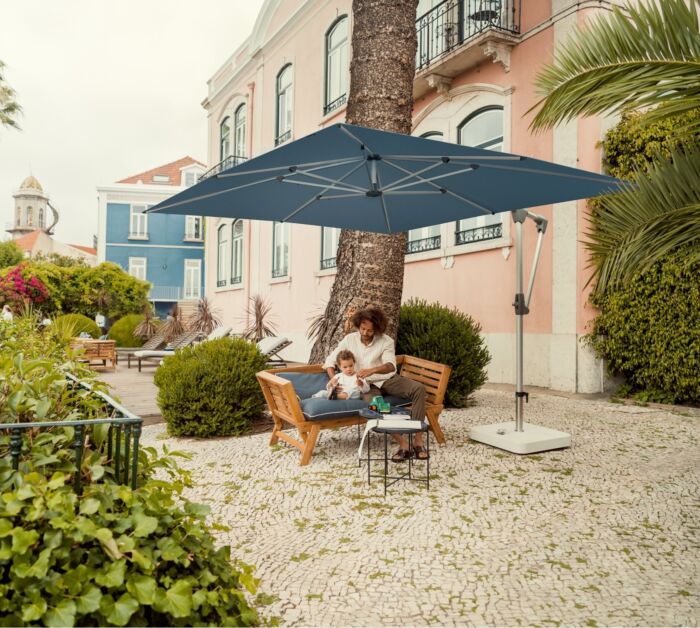 Glatz SOMBRANO S+ zweefparasol geanodiseerd frame vierkant 300x300 cm klasse 4-5 - Afbeelding 2